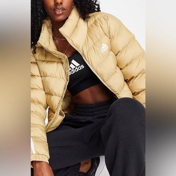 New ADIDAS Itavic padded jacket beige gold winter puffer coat snowsuit small - Picture 3 of 6